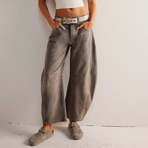 Free People Good Luck mid-rise barrel jeans 25